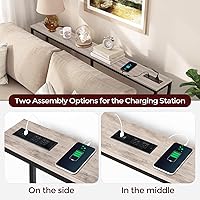 Vista 5 de Skinny Console Table with Power Outlets, 63" Narrow Sofa Table, Behind Couch Table with Charging Station, Sofa Hallway Table for Plants, Living Room