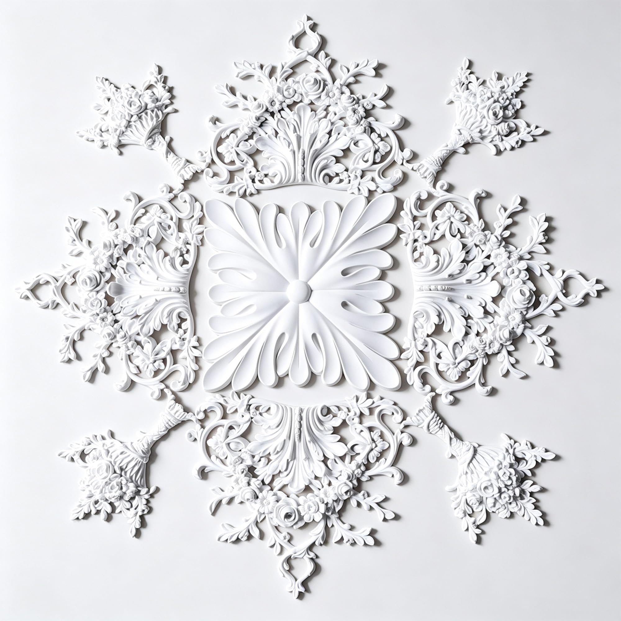 102cm Rosone Lampadario Soffitto Bianco Polistirolo Decorativo | Medaglione del Ventilatore Rotonda Moderno per Pareti Portalampada