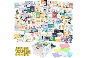 108 Pack Large 5x7 All Occasion Greeting Cards with Colorful Envelopes and Gold Stickers