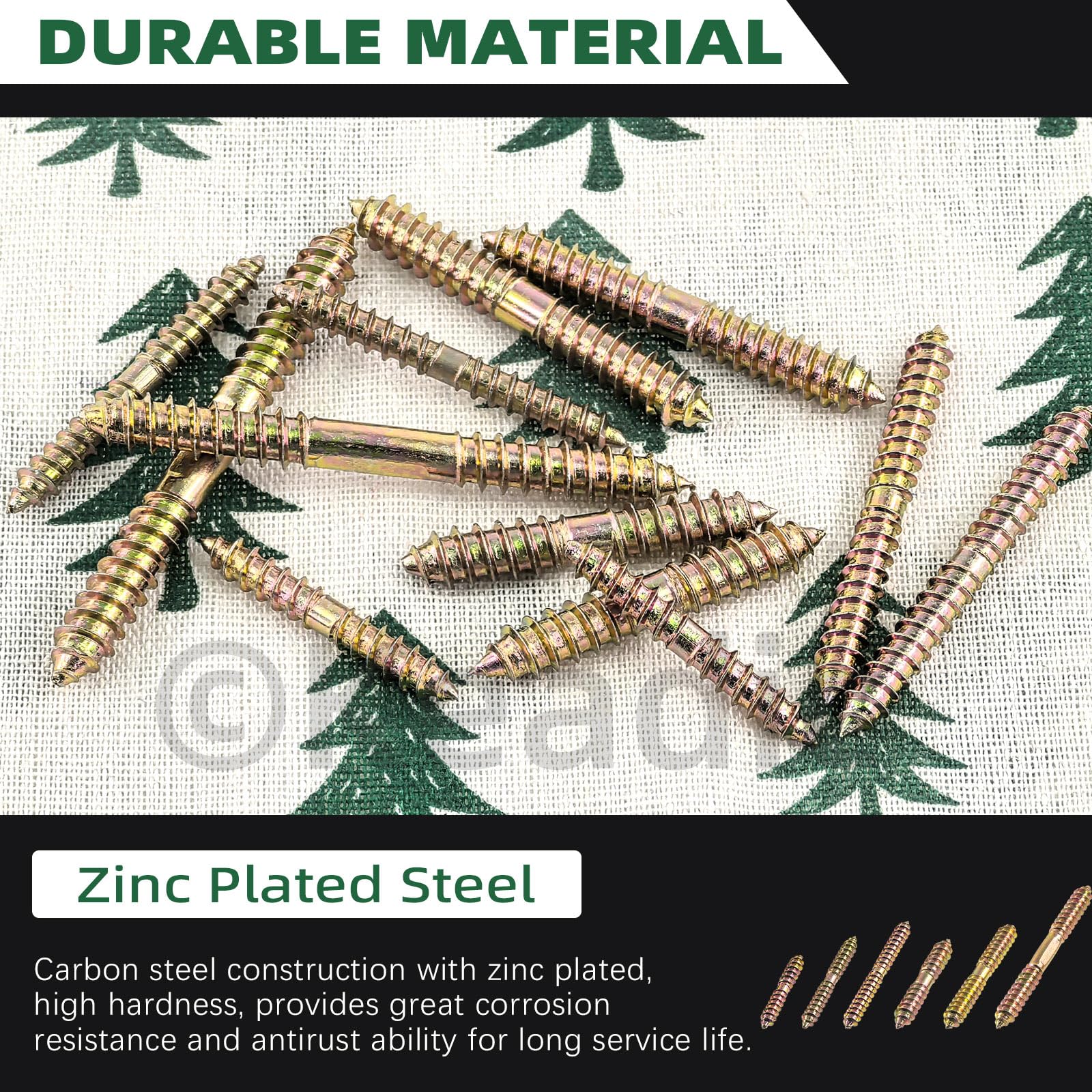Keadic 80Pcs Double Headed Bolts, Zinc Plated Dowel Screws, M6 M8 Double Ended Screws Double Ended Rod Connector - Image 4