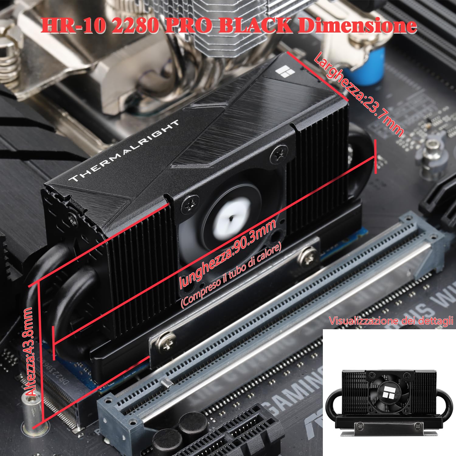 TR HR10 2280 PRO Negro SSD Enfriador, Disipador de calor de doble cara, Puerta almohadilla de silicona de 14,8 W/m.k, Incluye 4 tubos de calor, Proceso de reflujo
