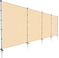 Vista 1 de E&K Valla de malla al aire libre con postes Panel de valla portátil movible independiente para patio trasero, valla de piscina para verduras