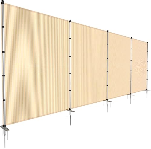 E&K Valla de malla al aire libre con postes Panel de valla portátil movible independiente para patio trasero, valla de piscina para verduras,