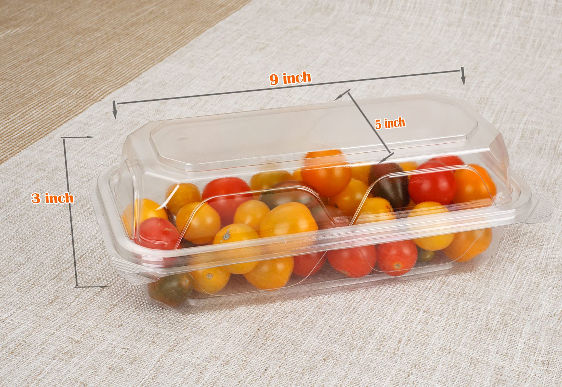 Golden Apple, Clear Plastic Square Hinged Food Container, 5