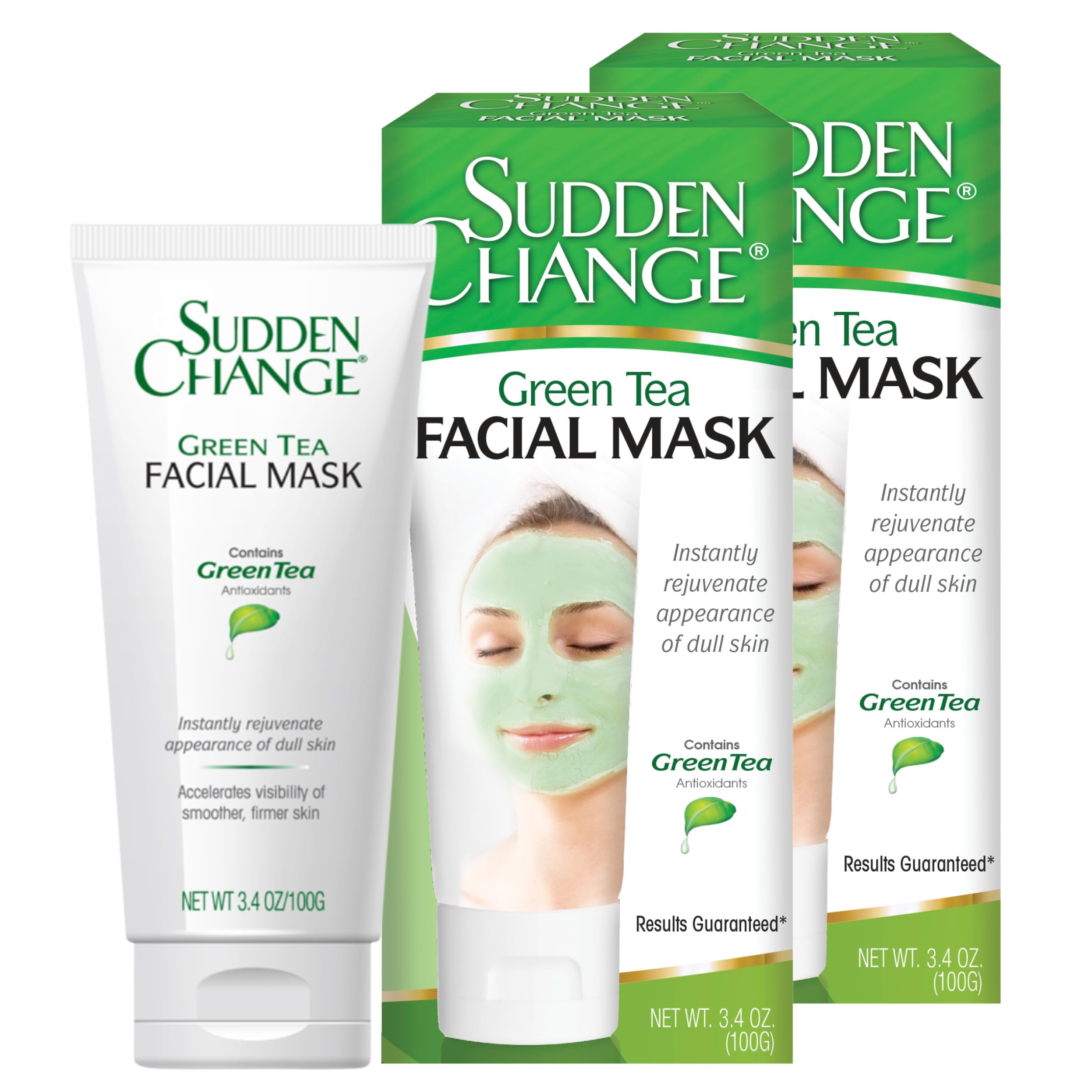 Sudden Change Green Tea Facial Mask – Diminish Wrinkles, Puffiness & More - Improve Texture, Purify Pores & Remove Excess Oil – Made with Antioxidants - Cooling Sensation for Relaxation (3.4 oz)