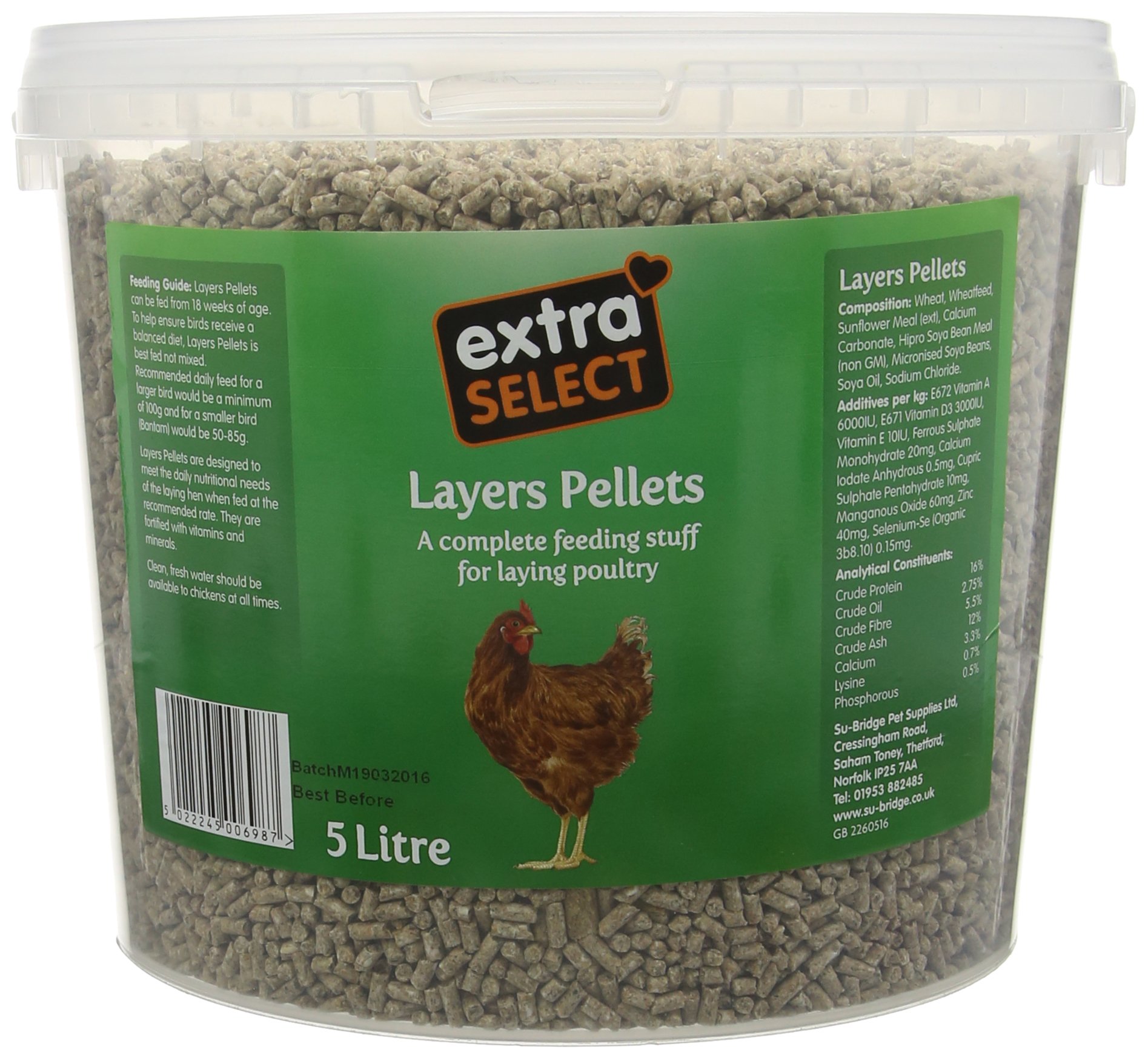 Complete Layers Pellets Poultry Feed Tub, 5 Litre
