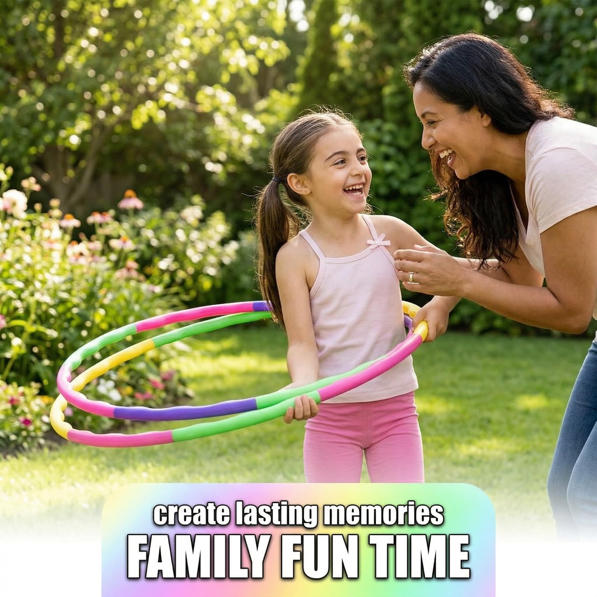 Questo cerchio da hula hoop smontabile ha 9 sezioni regolabili ed è adatto per ginnastica e fitness.