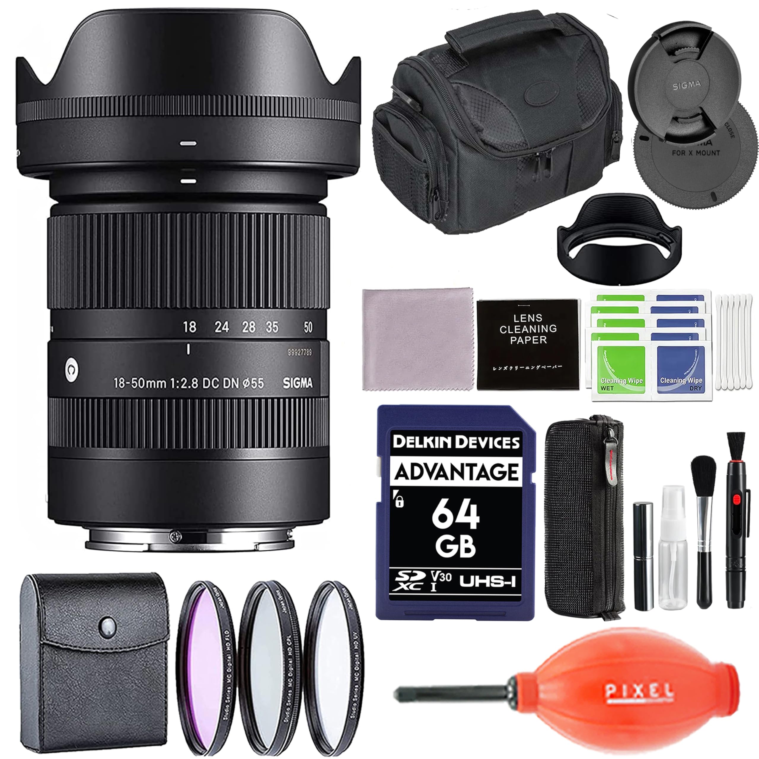 Sigma 18-50mm f2.8 DC DN Contemporary Lens for Fujifilm X Mount with Advanced Accessory and Travel Bundle (Manufacturer 1-Year USA Warranty) | Sigma 18-50mm f2.8 Fuji
