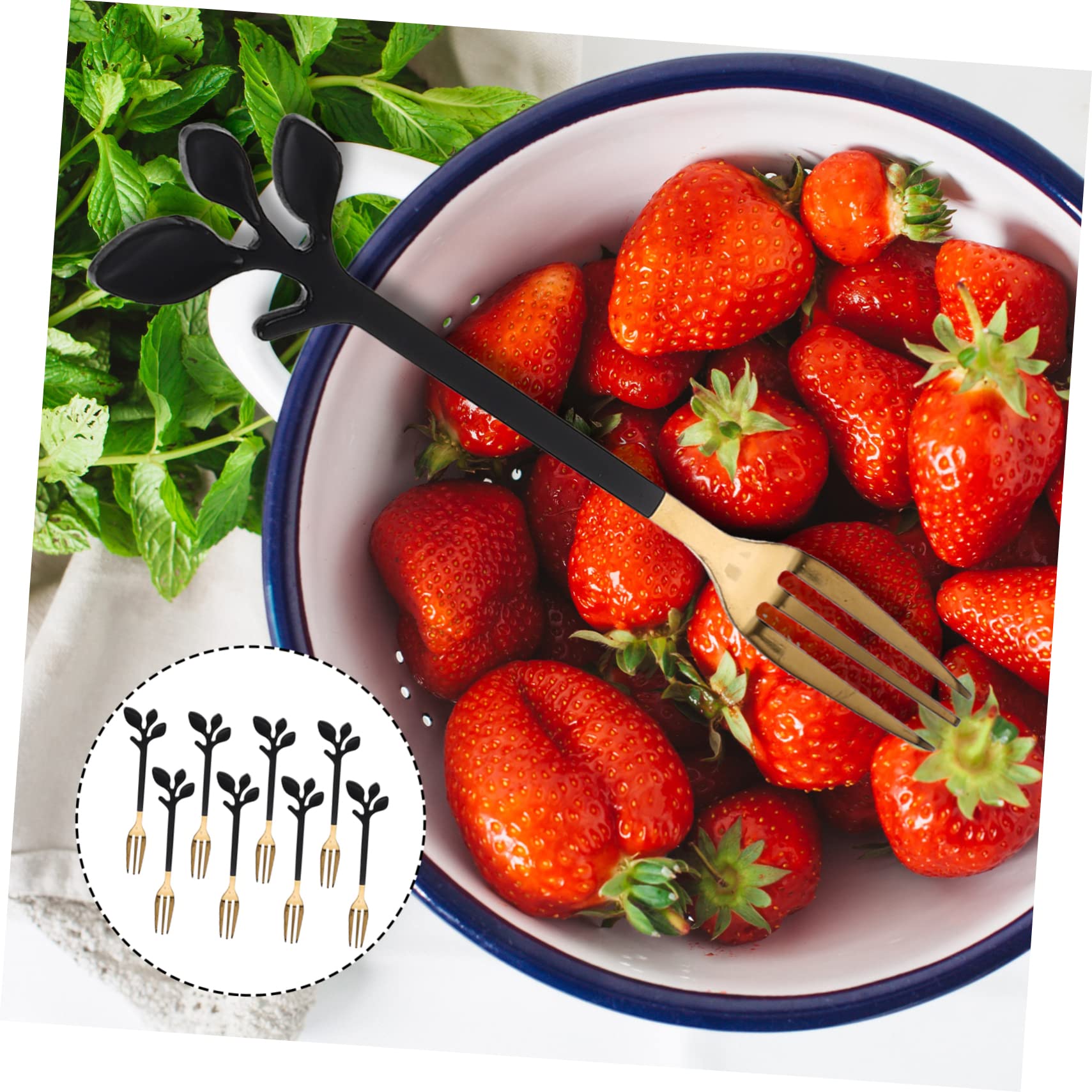 Amosfun Pz forchetta da frutta in acciaio inox forchetta foglia antipasto forchette da degustazione domestiche forchette dolce forchettine dolce per snack piccole
