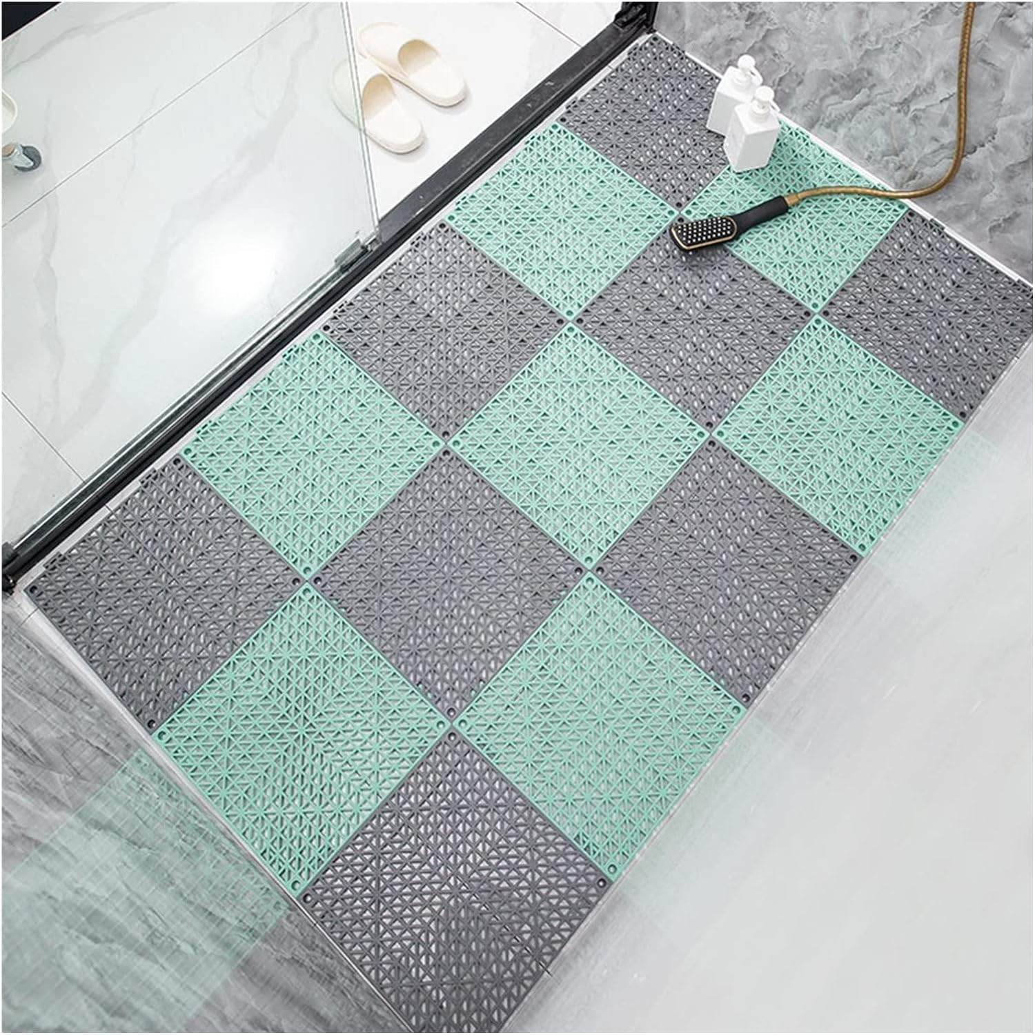 Blokująca Mata Drenażowa Z PCV, Antypoślizgowe Płytki Podłogowe W Łazience(Green,24pcs)