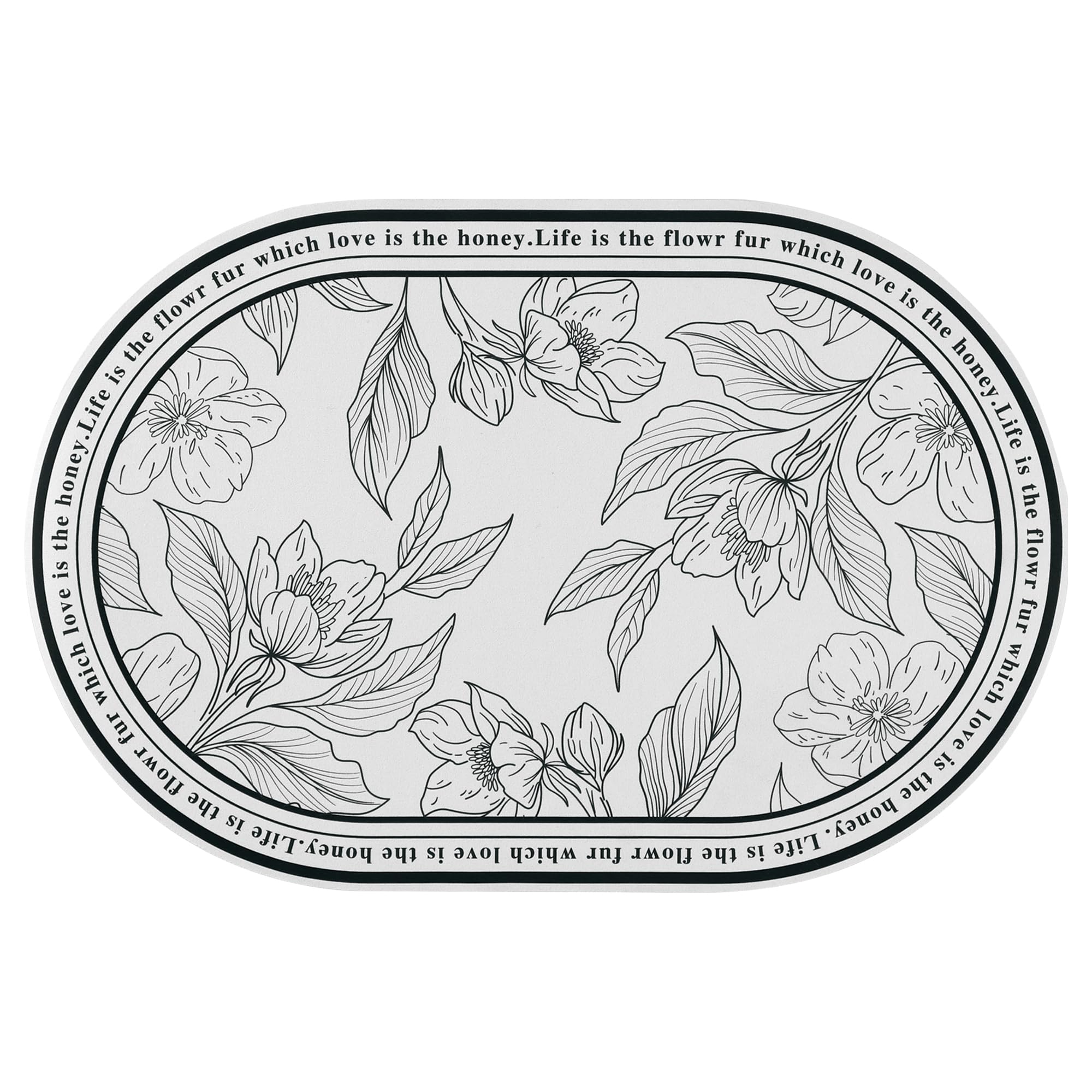 uxcell PVC Rubber Non-Slip Quick Dry Rugs Fit Under Door Super Absorbent Thin Fashion Washable Oval Floor Bath Mat for Bathroom, Bathtub 16" x 24"