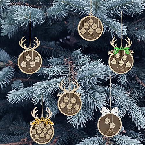 Miniatura 6 de Adornos de Navidad personalizados familiares de 1 2 3 4 5 6 7 8 9 10 adornos de madera personalizados decoraciones de Navidad regalos familiares de 5