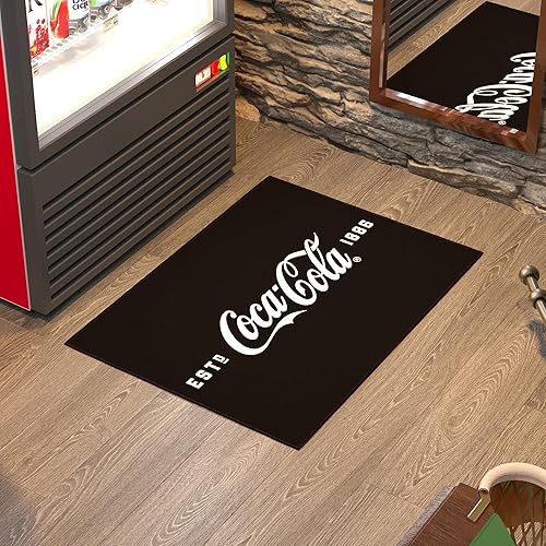 Ottomanson Coca-Cola - Alfombra antideslizante de goma con diseño de logotipo, lavable a máquina, 2 x 5 pies, para sala de estar, decoración de