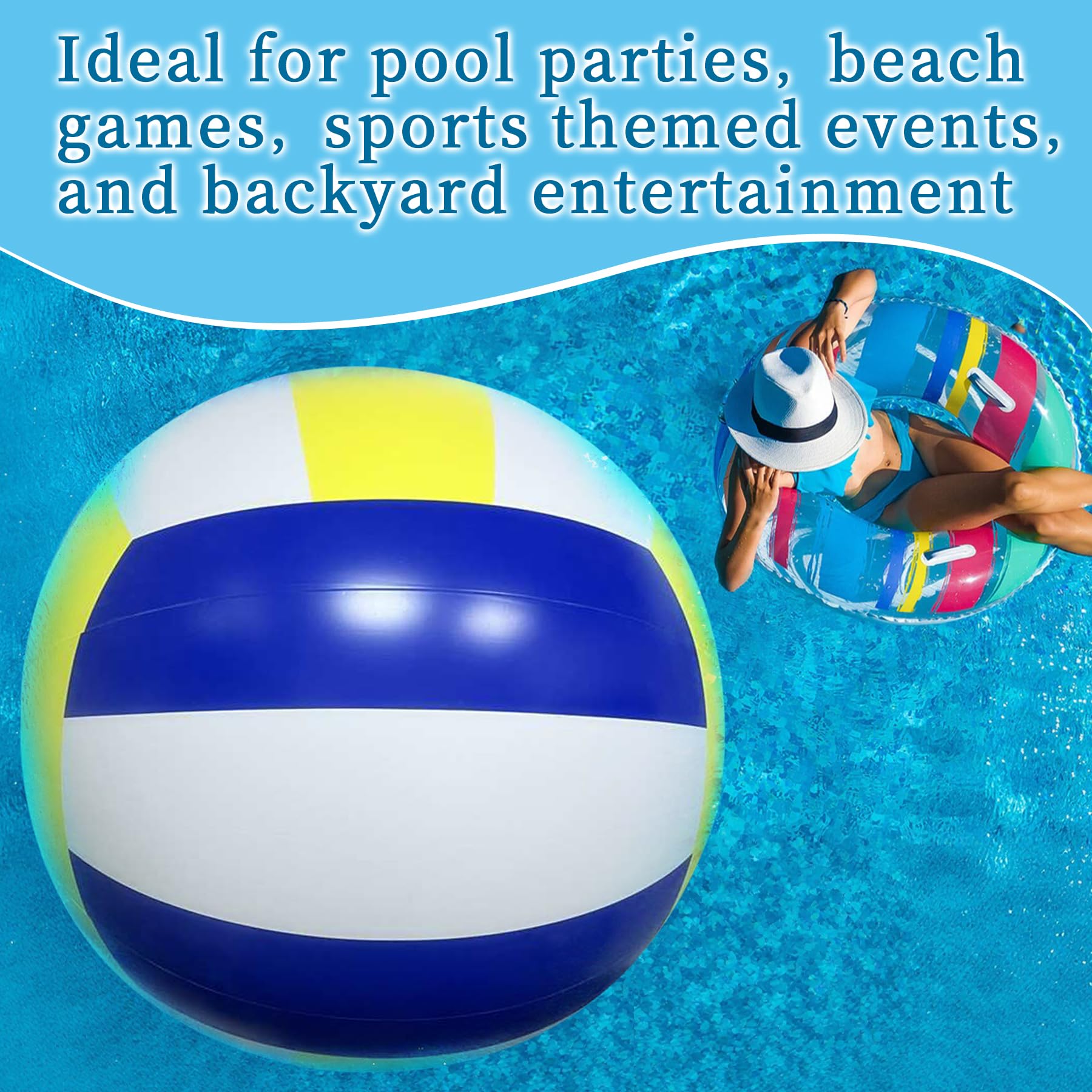 Riesige aufblasbare Beach-Volleyball-Bälle, groß, PVC, Jumbo-Strand-Sportbälle, Spielzeug für Outdoor-Aktivitäten, Partygeschenke, 152,4 cm