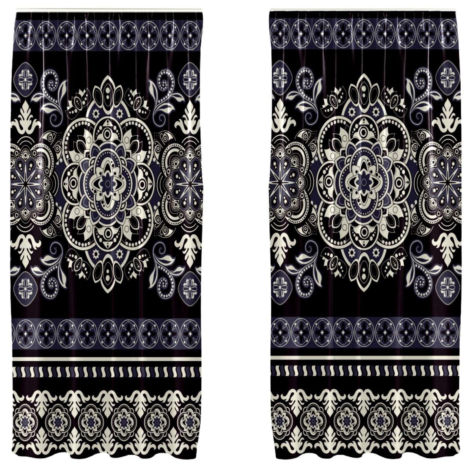 Cortinas dormitorio diseño mandala vintage juego de dos piezas decorativas 140x213 cm