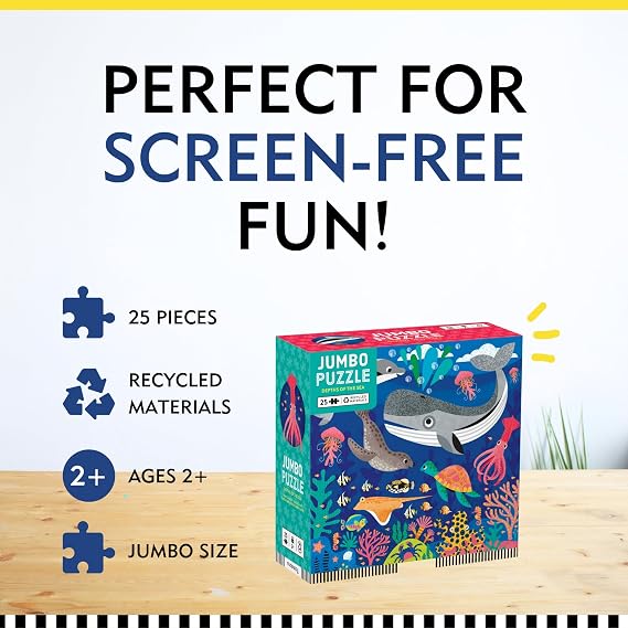 Mudpuppy Depths of The Sea - Jumbo 25 Piece Jigsaw Floor Puzzle Featuring Whales, Dolphins, and More!, Flower