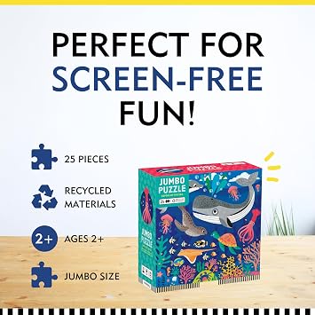 Mudpuppy Depths of The Sea - Jumbo 25 Piece Jigsaw Floor Puzzle Featuring Whales, Dolphins, and More!, Flower