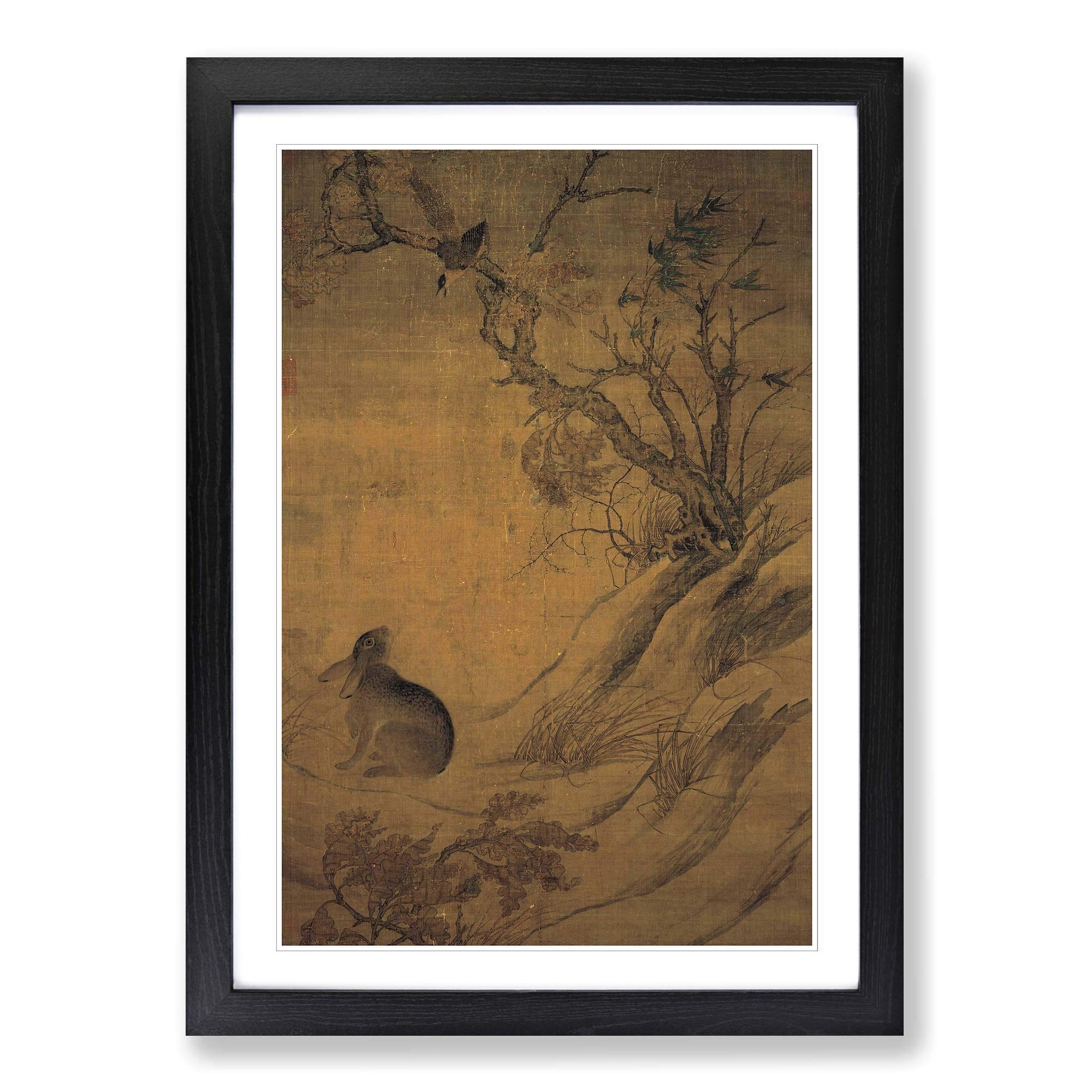 Big Box ArtZhan Ziqian Oriental Hare (1) Framed Wall Art Picture Print Ready to Hang, Black A2 (62 x 45 cm)