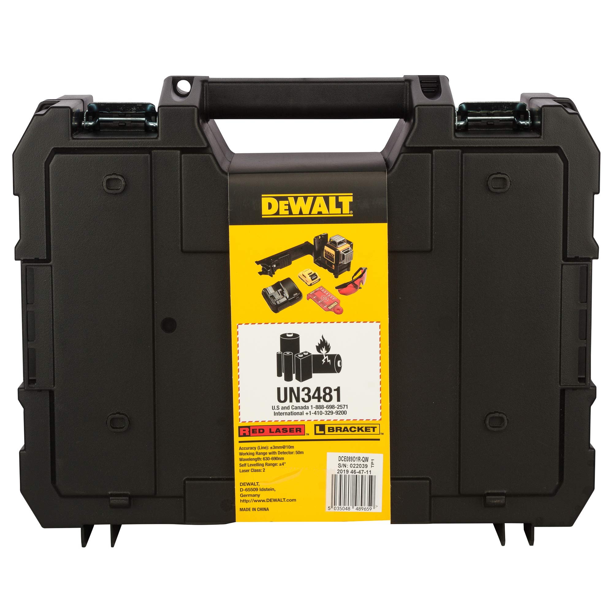 DeWalt DCE089D1R-QW Laser 3 linee 360° XR Litio 10,8V, 2.0 Ah - Giallo/Nero