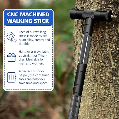 Miniatura 3 de aiGear Hiking Walking Stick with 3 Survival Tool Tactical Walking Staff Adjustable Outdoor Trekking Poles for Survival Camping Hiking