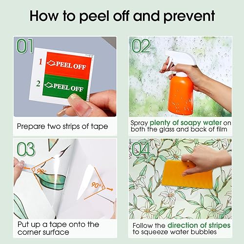 Miniatura 6 de Coavas Película de privacidad para ventana de vidrieras adhesivas Película decorativa para tintado de ventana para el hogar, película de vidrio