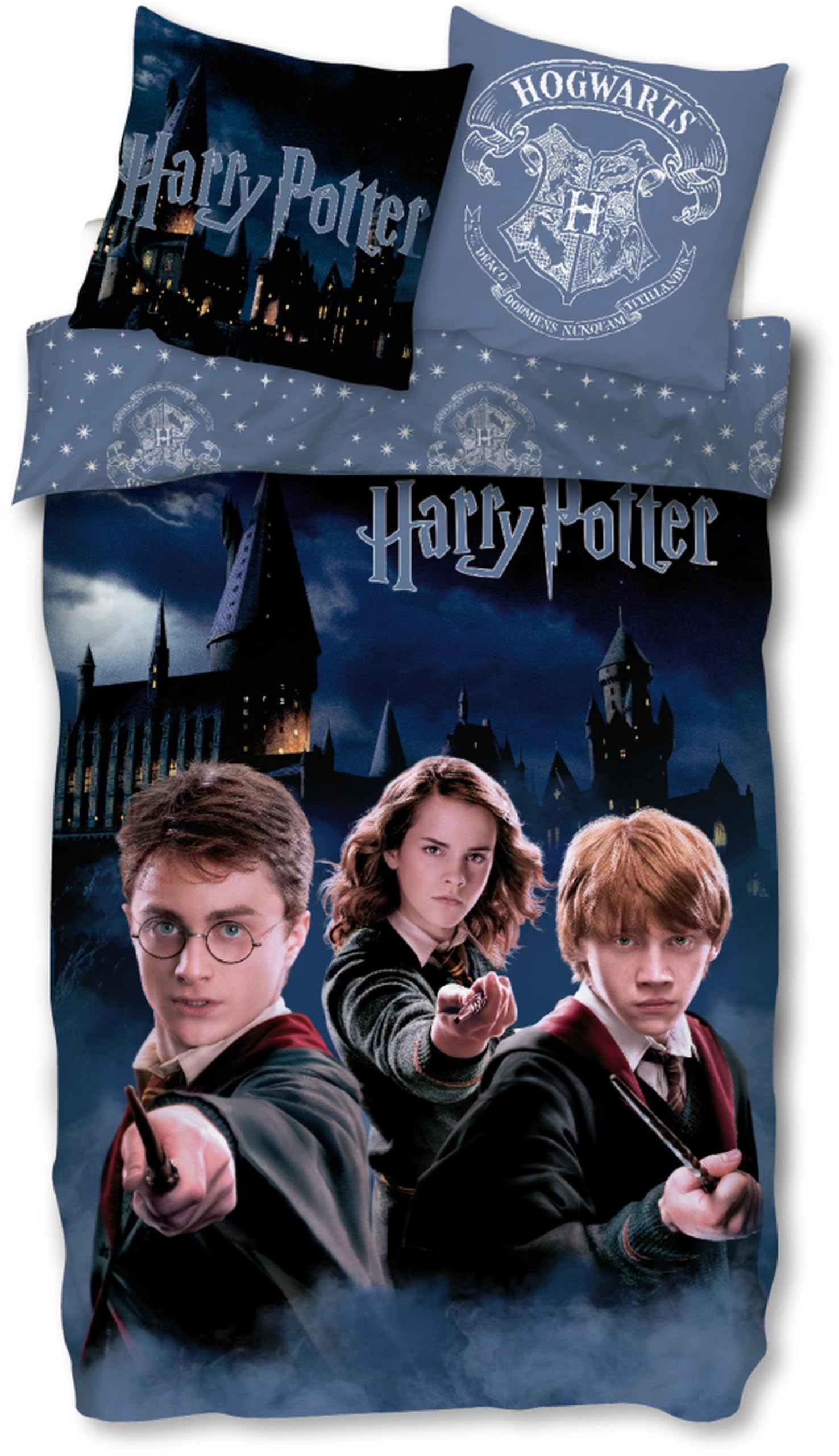 Harry Potter, juego de ropa de cama 135x200 80x80 con funda de almohada Hogwarts [con bolsa de almacenamiento], 100% algodón, libre de sustancias nocivas, certificado Öko-Tex Standard, medidas