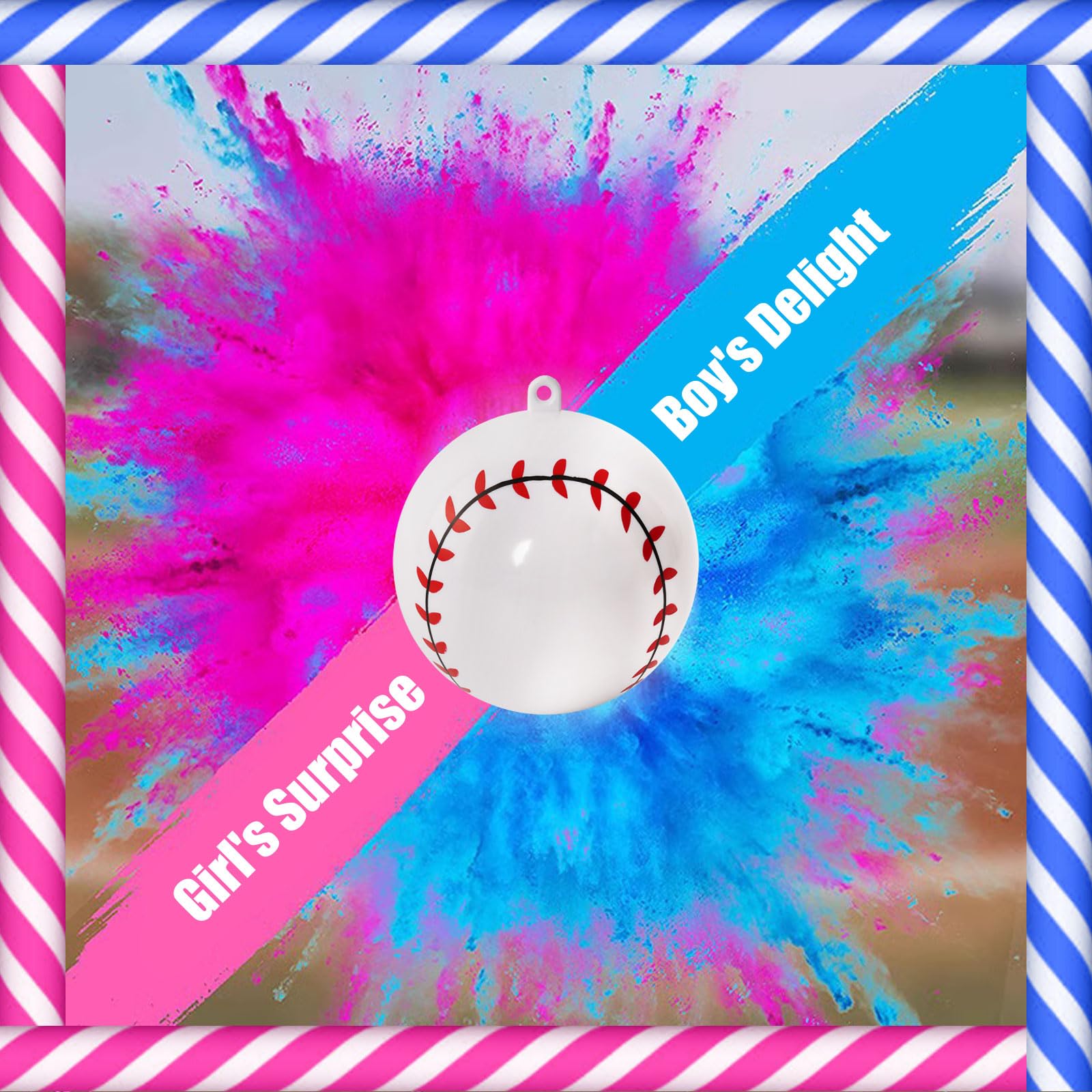 Bkkack 2 Pack Gender Reveal Baseball Pink and Blue Surprise Party and Baby Announcement