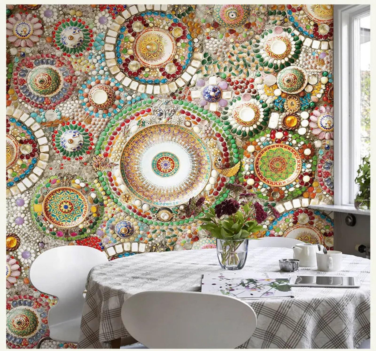 Tzxztt Abstract Contemporary Luxury Circular Pattern Style Modern 3D Wallpaper Premium Textured Silk Neutral Tones Material Ideal for Living Room Bedroom-400cm×280cm
