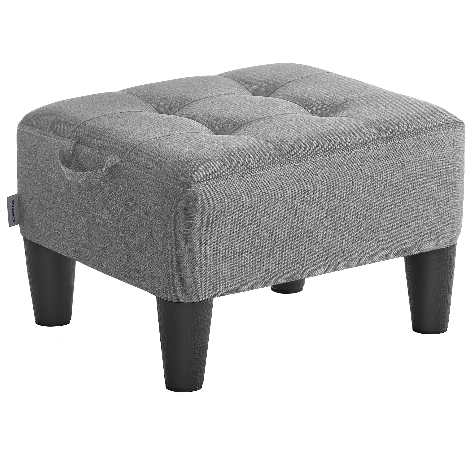 SONGMICS Foot Stool, Linen-Look Fabric Ottoman with Thick Cushion