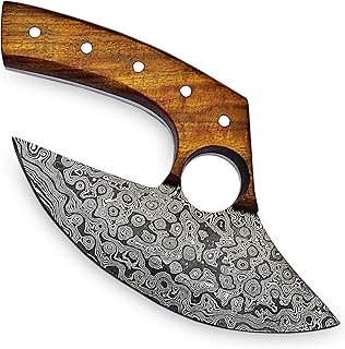 PAL 2000 KNIVES ULU-9881 Handmade Damascus Steel 6 Inch Blade Ulu Knife Rosewood Handle - PAL 2000 KNIVES
