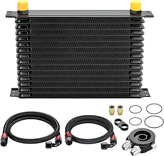 EVIL ENERGY 15 Row Oil Cooler Kit, 10AN Transmission Engine Cooler Japanese Radiator Universal Aluminium Black