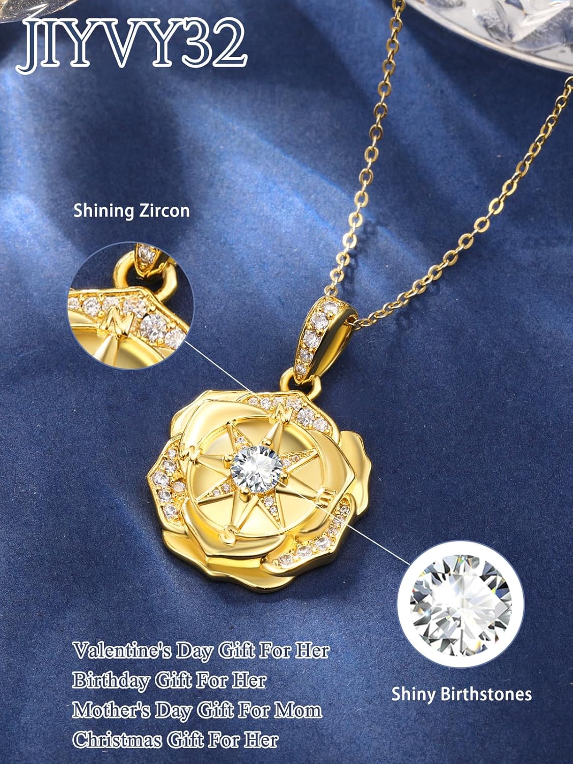 14K Gold Compass Necklace For Women I'd be lost without you Pendant Necklace Valentine‘s day Mother's day Gift For Women Wife Mom Her - Image 3