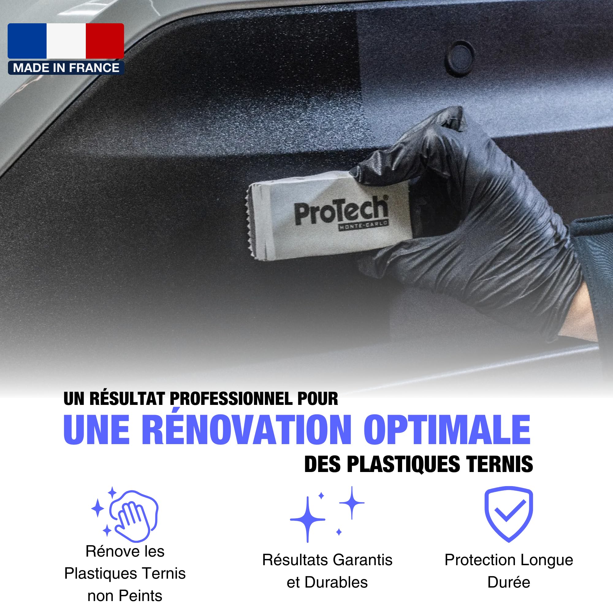 ProTechMC | Kit Complet Rénovateur Plastiques Ternes pour Voiture | Restauration Plastiques Intérieurs & Extérieurs | Éclat et Brillance d'Origine Assurés | Made In France | 50 ml
