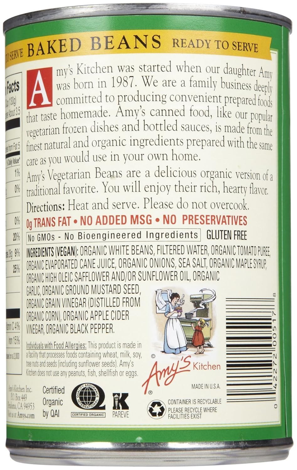 Amy's Organic Vegetarian Baked Beans - 15 oz (Pack of 5)