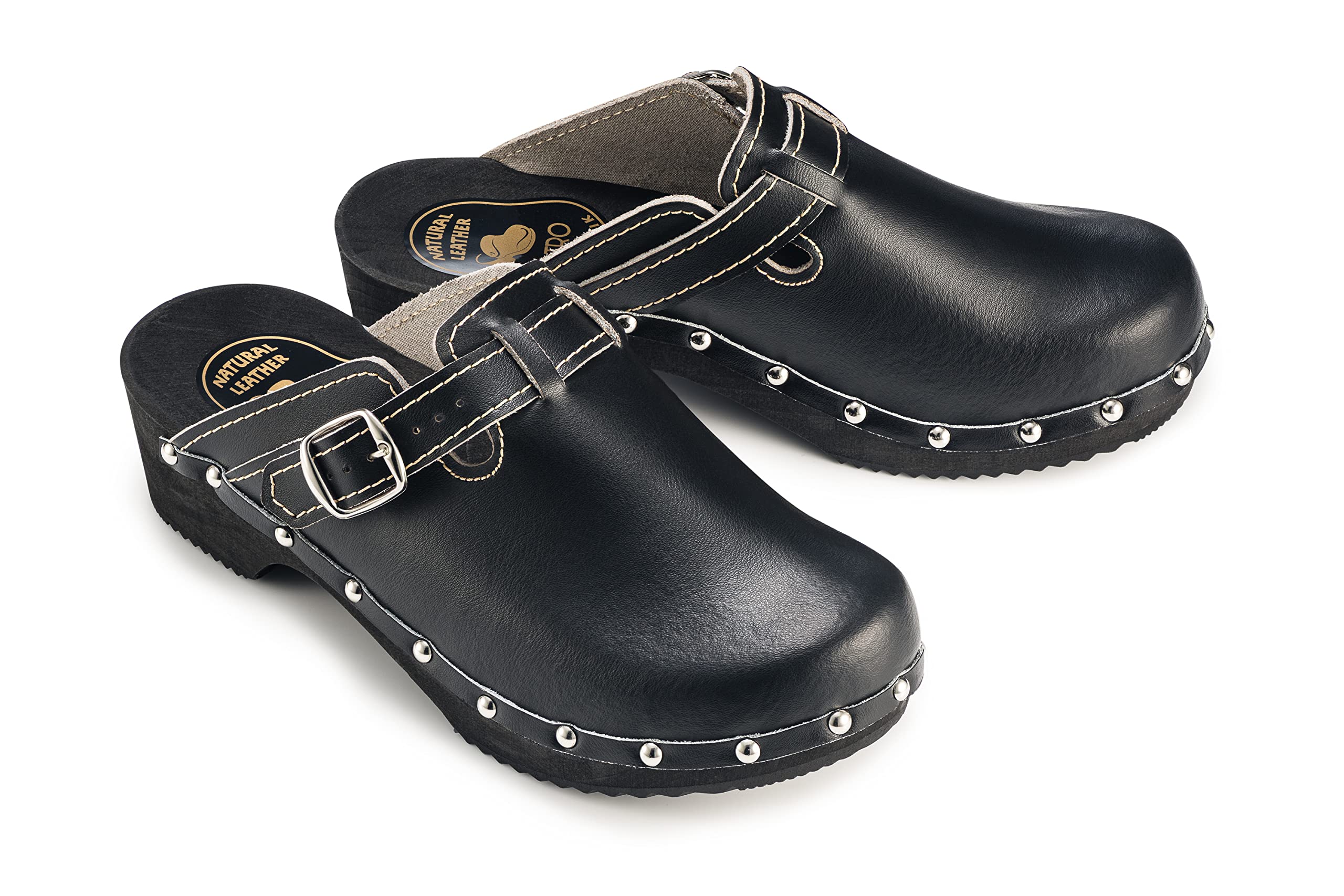 ESTRO Zoccoli in Legno Donna in Pelle Ciabatte Sanitarie Donna CDL05