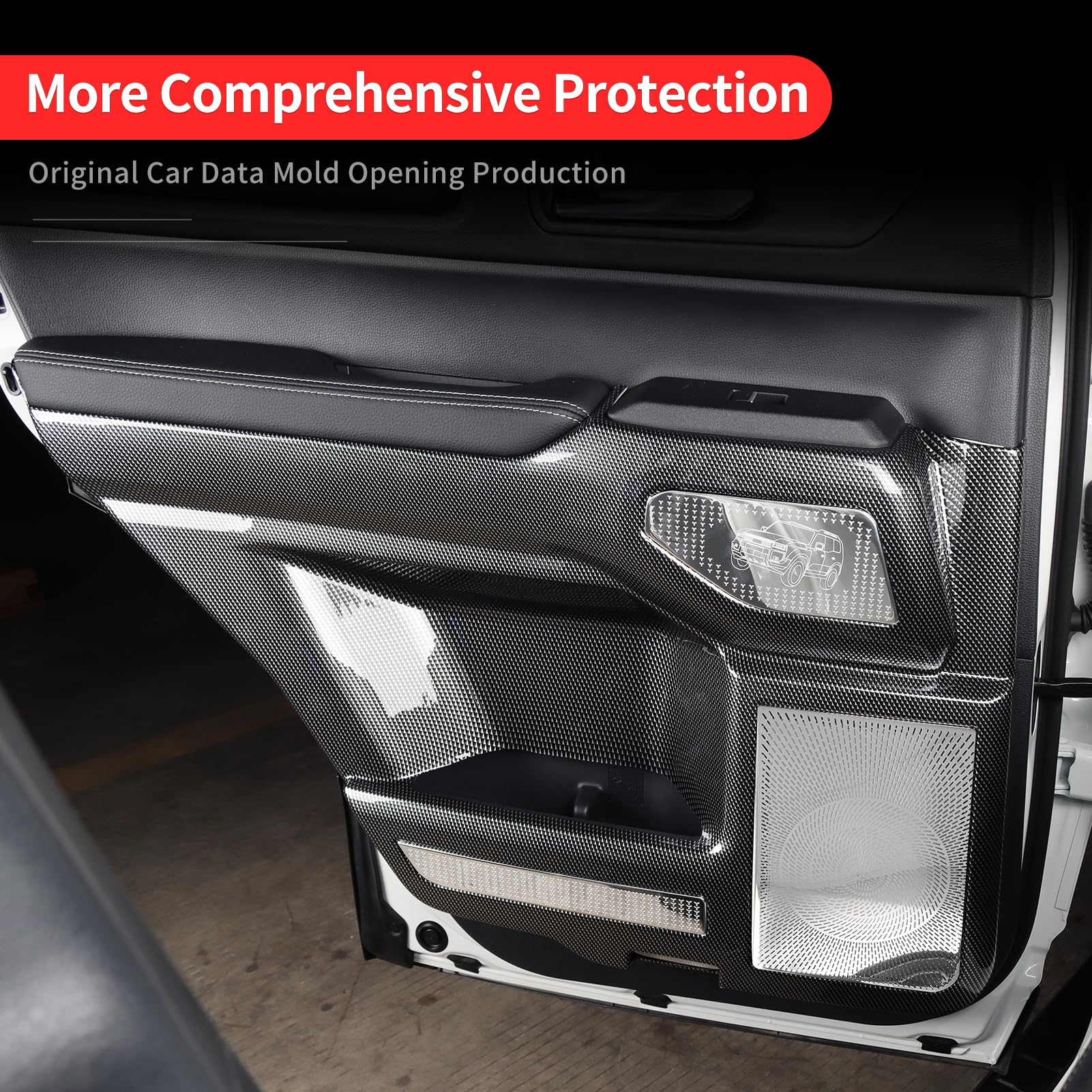 Car Door Kick-Proof Panel Suitable for 2024 2025 2026 Toyota Land Cruiser 250 1958 Prado Carbon Fiber Pattern — view 4