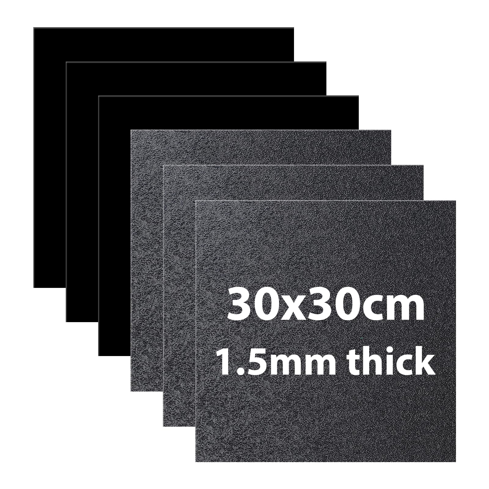 LALAGO Plaque en Plastique ABS Noir, 6 Pièce 1,5mm 30 x 30 cm Feuille de Plastique ABS Solide de Durable Avec Film de Protection Pour Construction de Modèle Bricolage