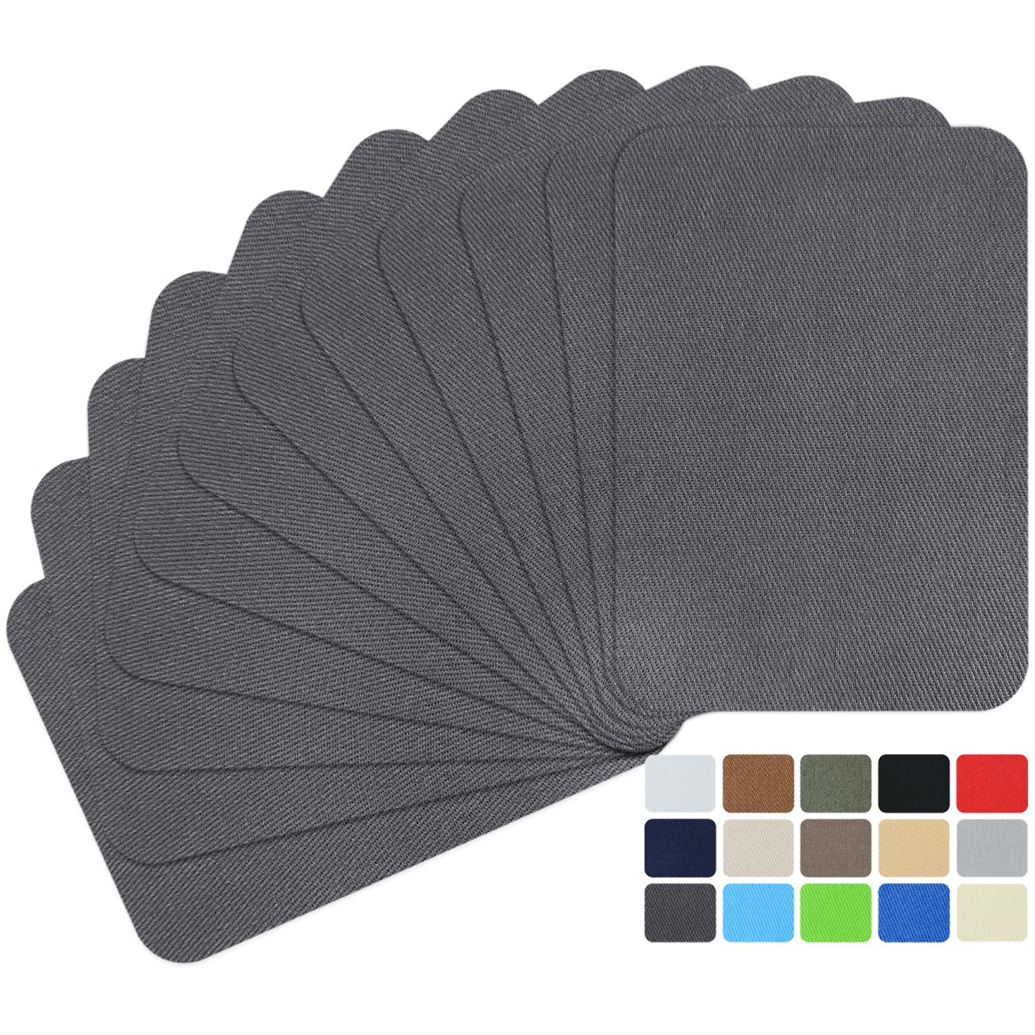 12Pcs Fabric Repair Patches, Iron-on Patches Inside & Outside for Clothing, Premium Quality Patches with Strongest Glue, Size 3" by 4-1/4" (7.5 cm x 10.5 cm) Dark Gray
