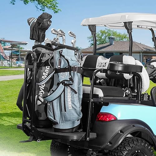 Miniatura 7 de 10L0L Soporte universal para bolsas de golf para carrito de golf, soporte de fijación para asiento trasero FILP para EZGO Club Car Yamaha Kit de