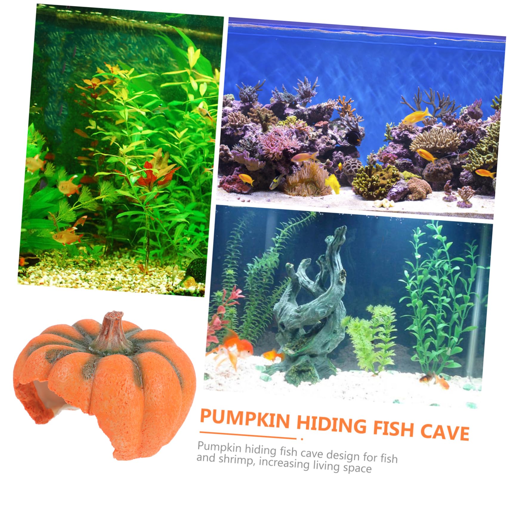 GLEAVI 4 Piezas Casa De Escondite De Calabaza Cueva De Cría De Peceras Paisajismo Acuario Decoración Esconder Accesorios Cueva del Tanque De Peces Cueva del Acuario Camarón Largo Resina