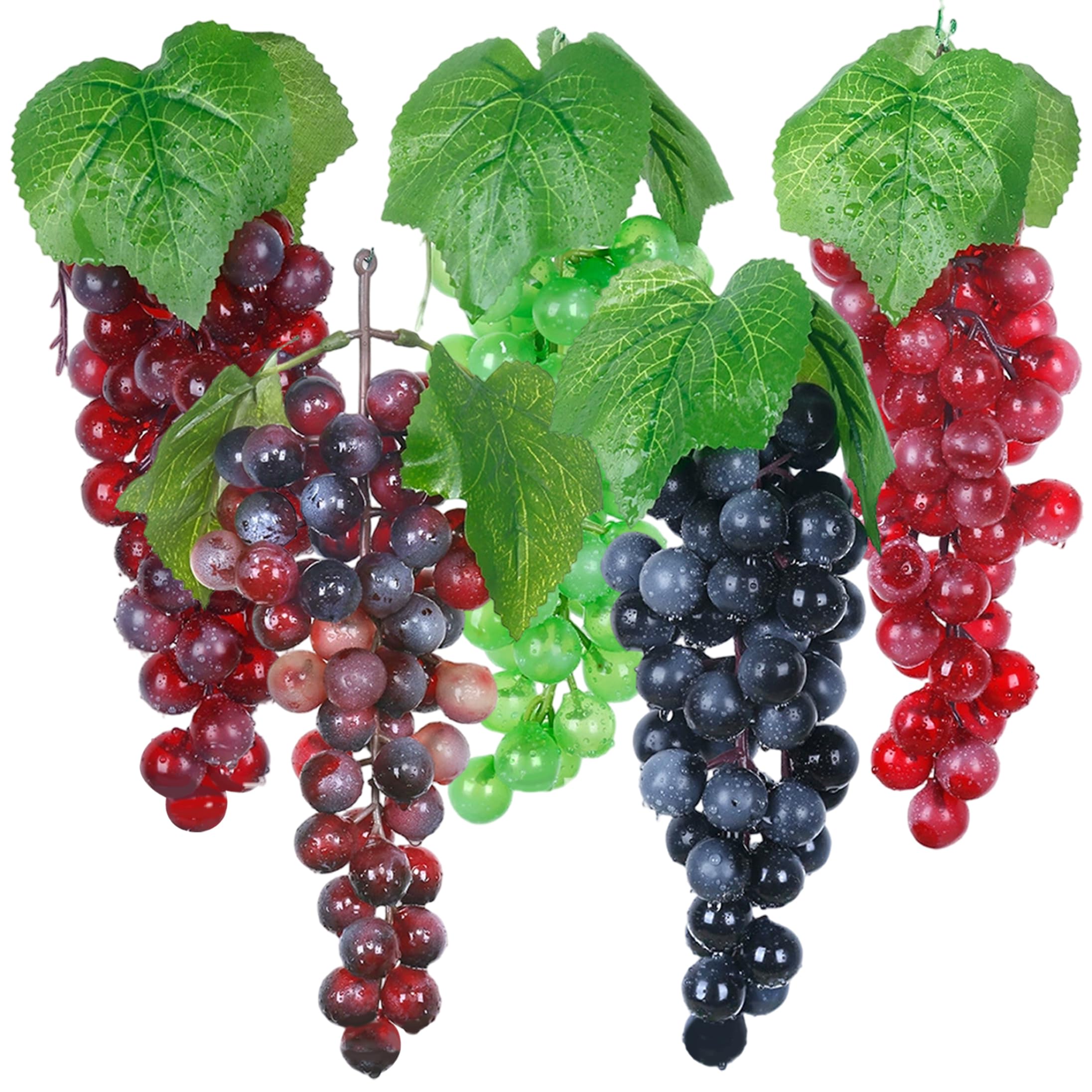 Wilafury 5 Bunches Artificial Grapes, Realistic Simulation Grape, Lifelike Decorative Grapes Bunches for Decoration, Hanging Ornaments, Photography Props