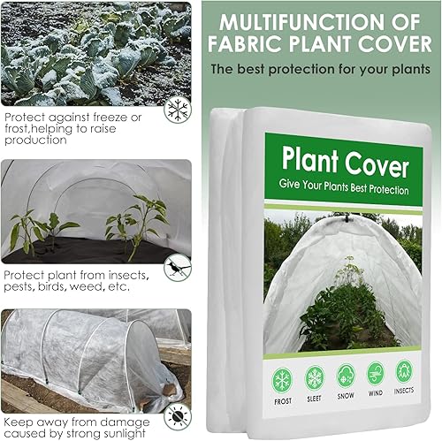 Miniatura 5 de Cubiertas para plantas de protección contra congelación, cubierta flotante de fila de 10 x 30 pies, cubierta de tela de jardín para invierno,
