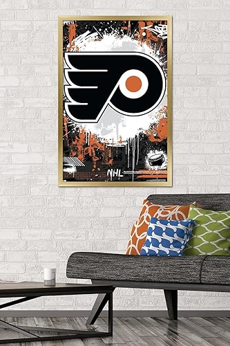 Vista 88 de Trends International NHL Philadelphia Flyers - Póster de pared Maximalist Logo 23, 14.72 x 22.37 pulgadas, versión enmarcada en bronce Versión