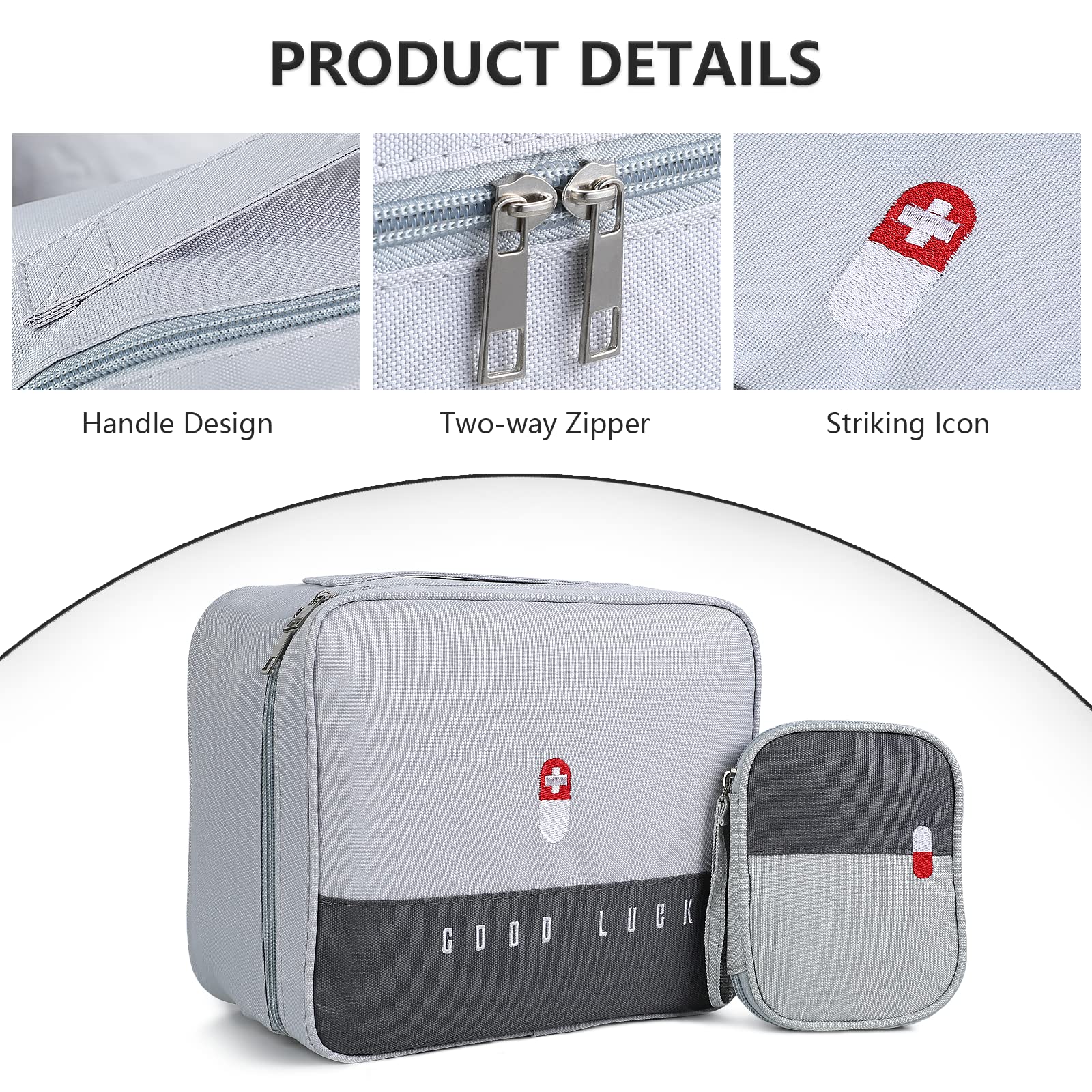 Romon Borsa Pronto Soccorso Viaggio, Impermeabile Kit di Pronto Soccorso Vuota, Alta capacità Borsa Medica Portatile Sportiva, Kit Medico Vuota per Viaggio Ufficio Casa All'aperto