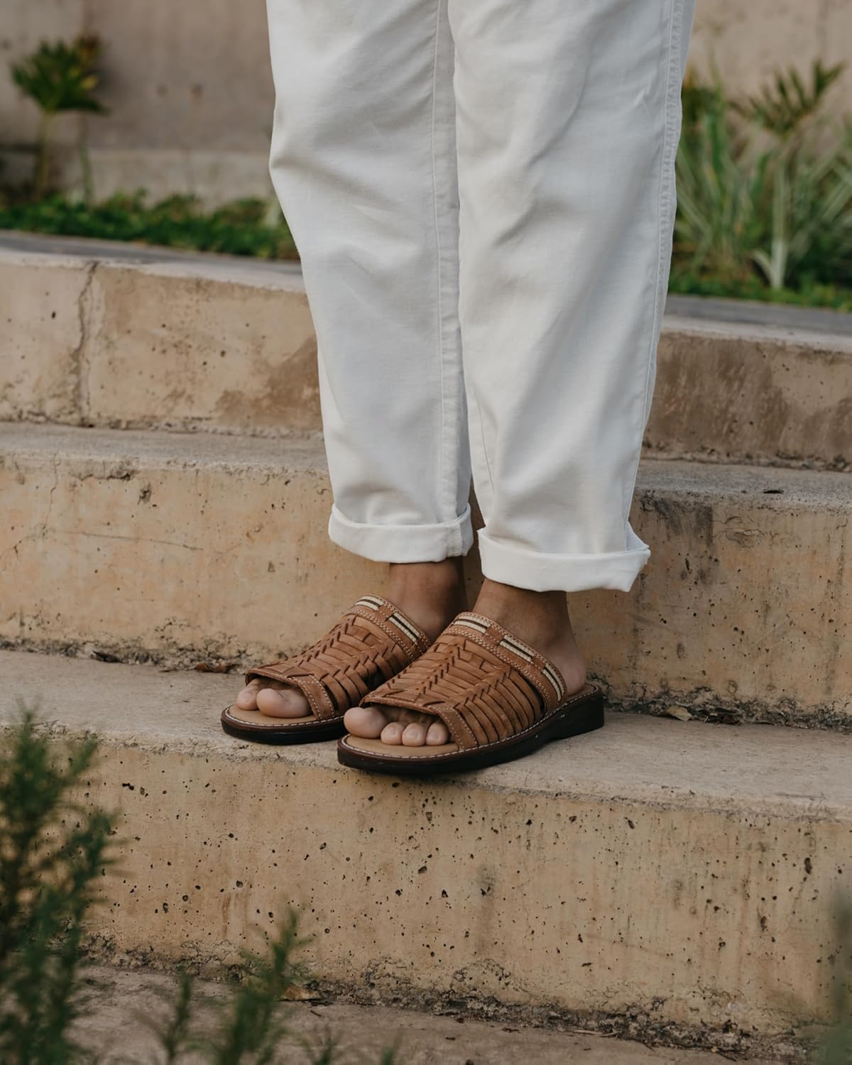 Mexico en la Piel Handmade Leather Huaraches for Men - Slip-On Open Toe Sandals - Comfortable, Breathable, Lightweight, Water Resistant, Tan Color - Sizes 7US -12US 11 Tan image 7 of 8 B0DQ3NN39S