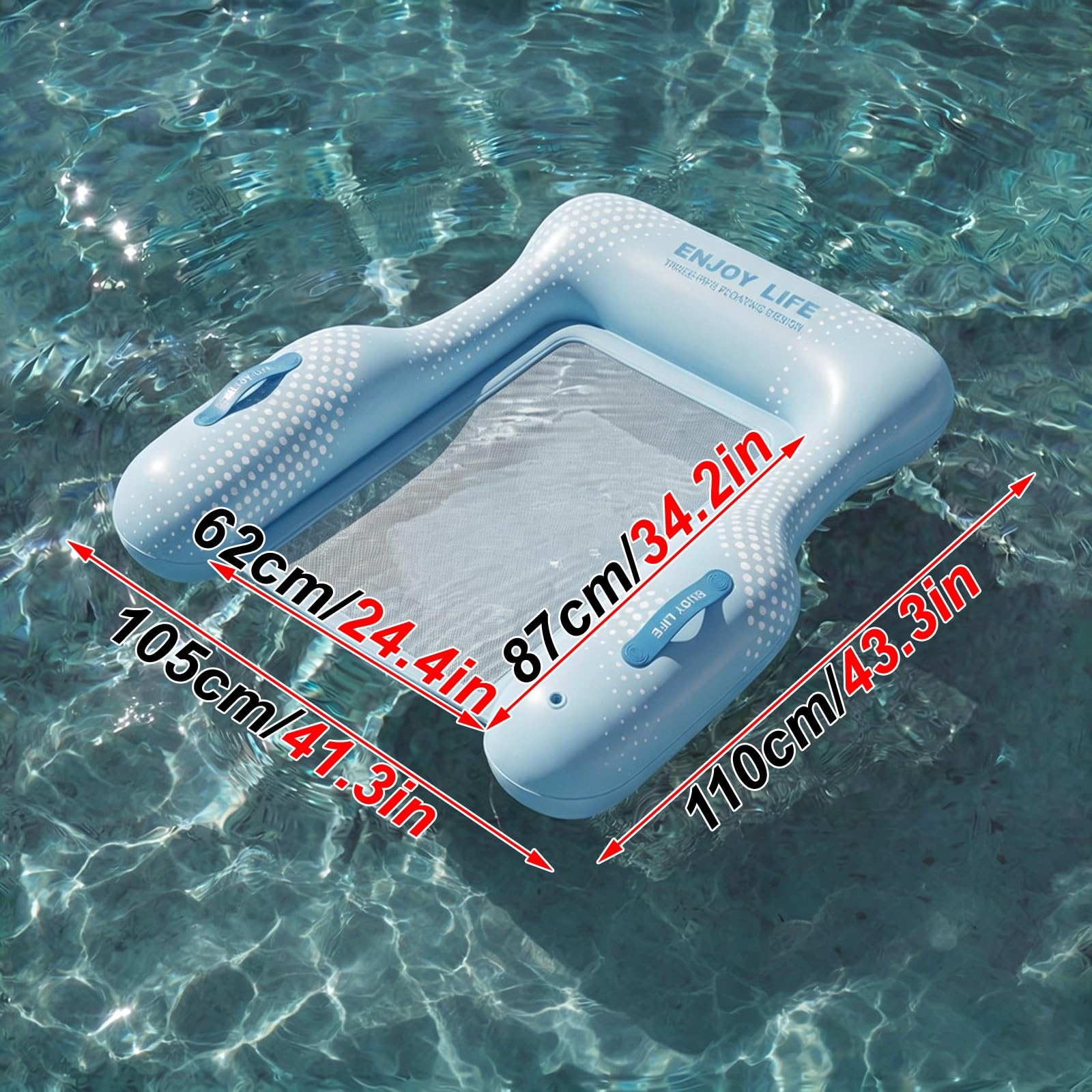 Bouée Piscine, Siege Piscine, avec Poignée, Support sur Trois Côtés, Fond en Filet, Idéale pour Les Fêtes Aquatiques et la Plage en Été