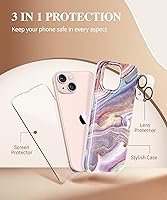 Vista 7 de GVIEWIN Funda de mármol para iPhone 13, con protector de pantalla y protector de lente de cámara