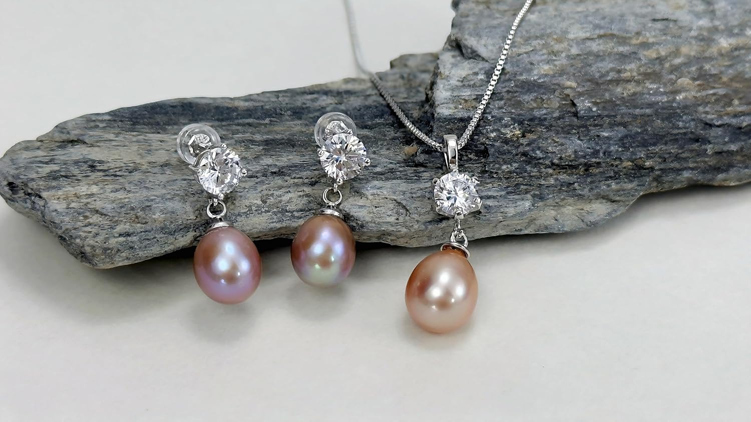 Pearl Necklace and Earrings Set 8.5-10mm Freshwater Real Pearl Jewelry Set for Women 925 Sterling Silver Hypoallergenic Pink, White, Black Cultured Genuine Pearls ,Jewelry Gifts for Wife,Mom,Frined