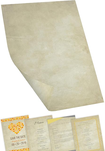 Claudius Premium Parchment Effect Paper - 60 Sheets - Double Sided A4 - Quality 100 GSM Paper - Astra Print