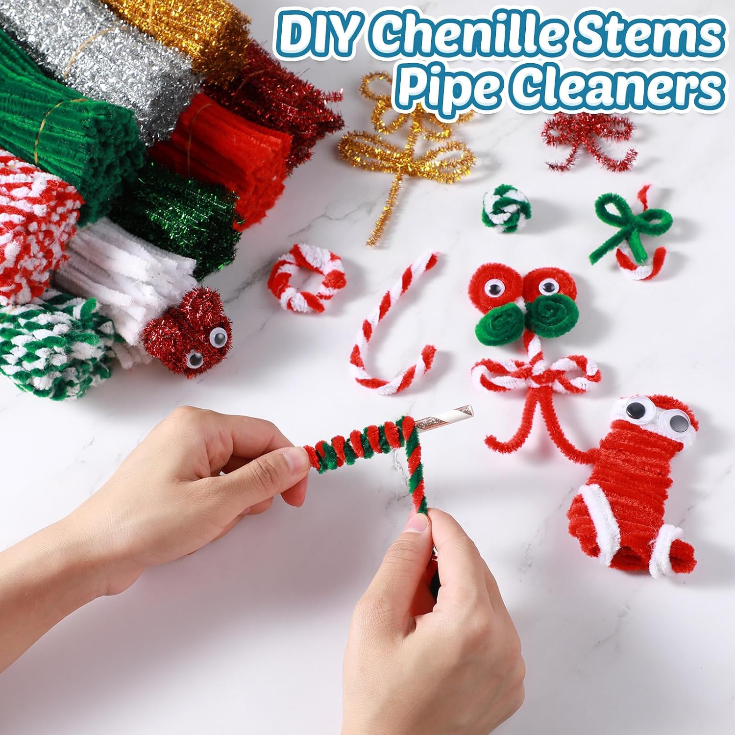 Jenaai 1300 Pcs Chenille Pipe Cleaners Craft Stems Set,Retro Color